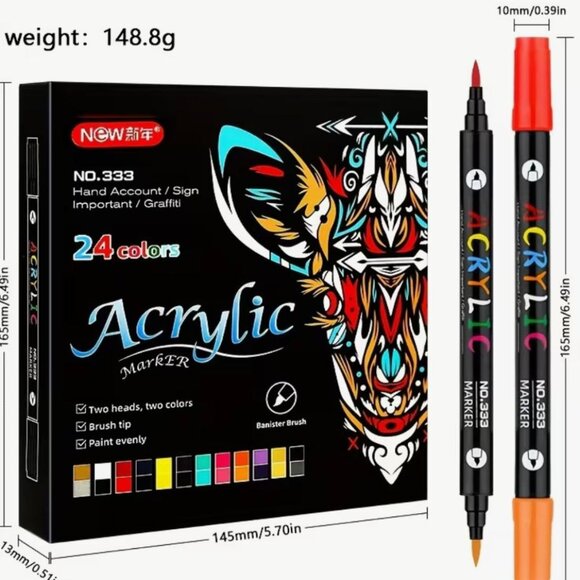 NEW - Dual Brush Marker Pens, 24 Colors Art Markers with Brush Tip - SEALED - Picture 4 of 4